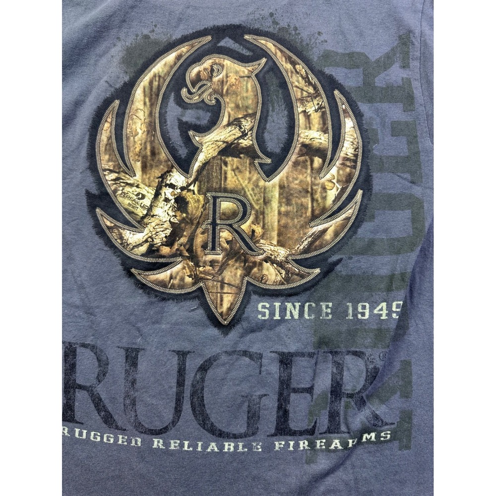 Ruger Firearms Graphic T-Shirt Men Small Gray Camo Logo Short Sleeve Cotton Tee